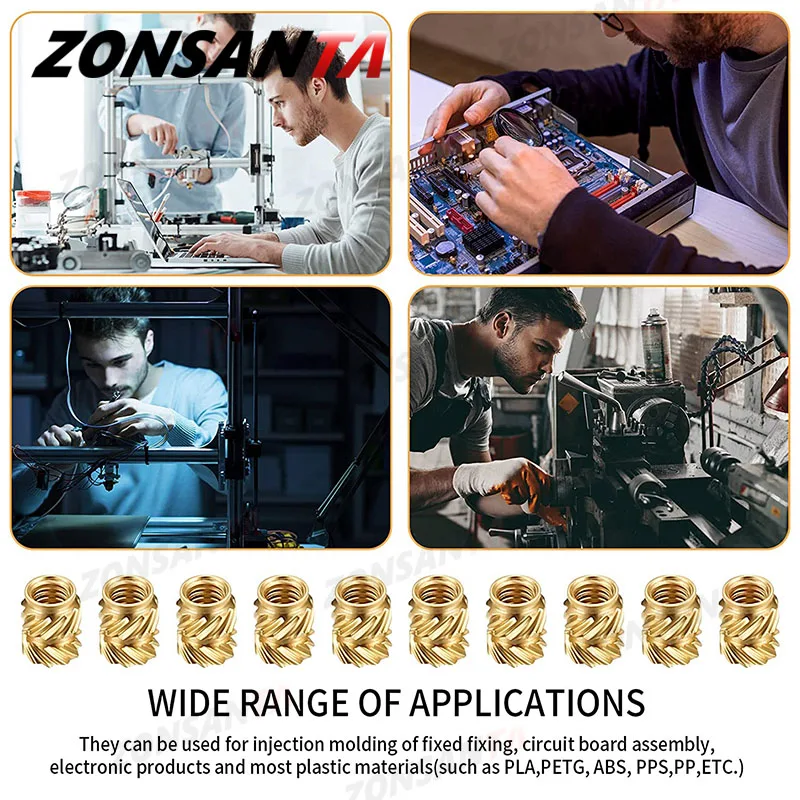 Латунная вставка, накатанные резьбовые гайки M1 M1.4 M1.6 M1.7 M2 M2.5 M3 M4 M5 M6 M8, термоплавкие медные насадки для 3D-печати