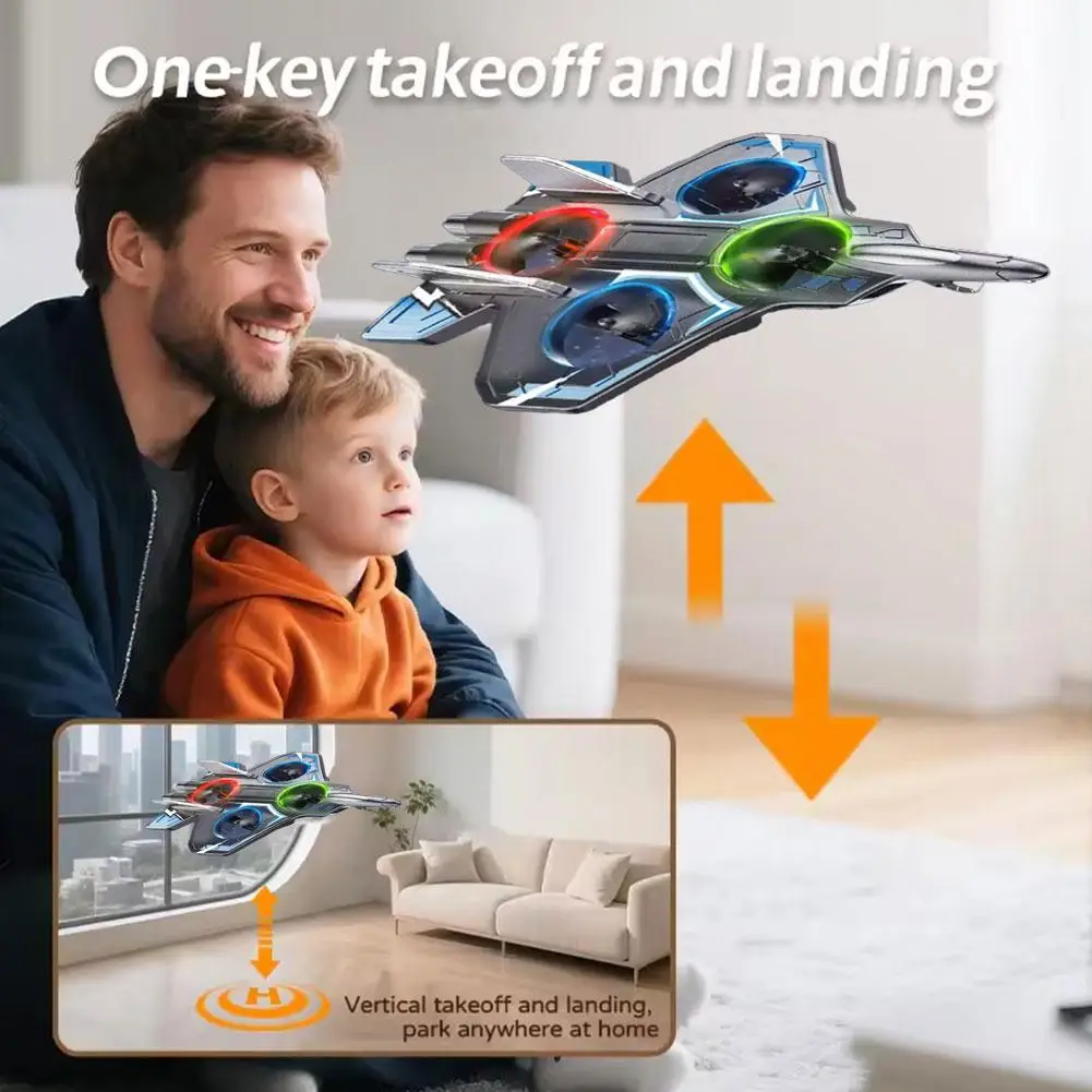 2.4G Remote Control Fighter Electric Foam Glider Stunt Tumbling UAV Hovering Helicopter With LED Colorful Lights Aircraft Model