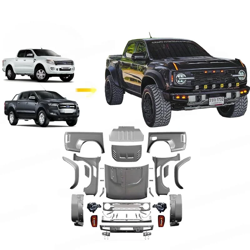 Pick up Front Bumper Body Kit for Ranger T6 T7 T8 Upgrade to Bronco Raptor Style Exterior Accessories for Ranger 2012-2021