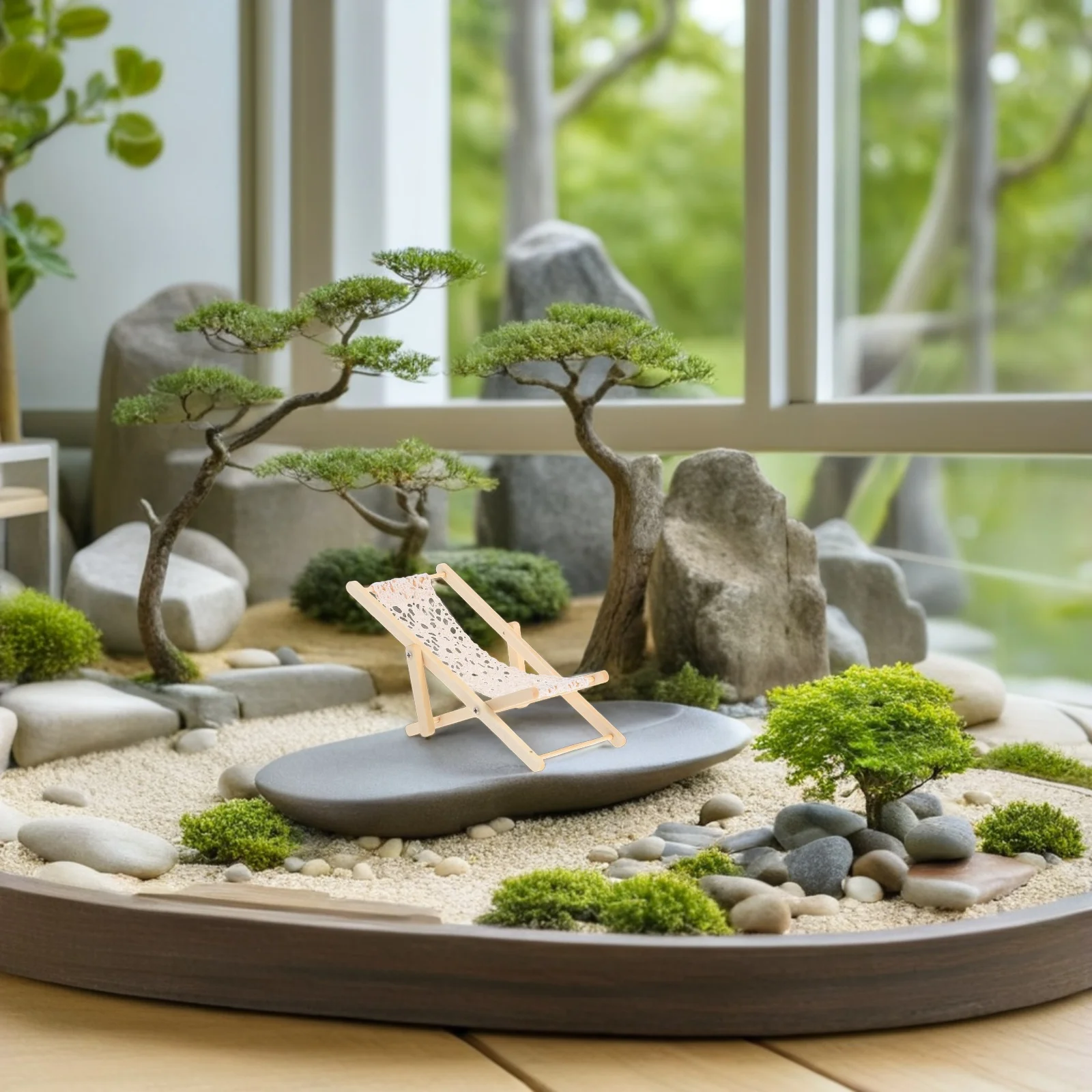 

3Pcs Miniature Wood Beach Chair Portable Tiny Sunbath Micro Landscape Fairy Garden Chair DIY Miniature Furniture Decorations