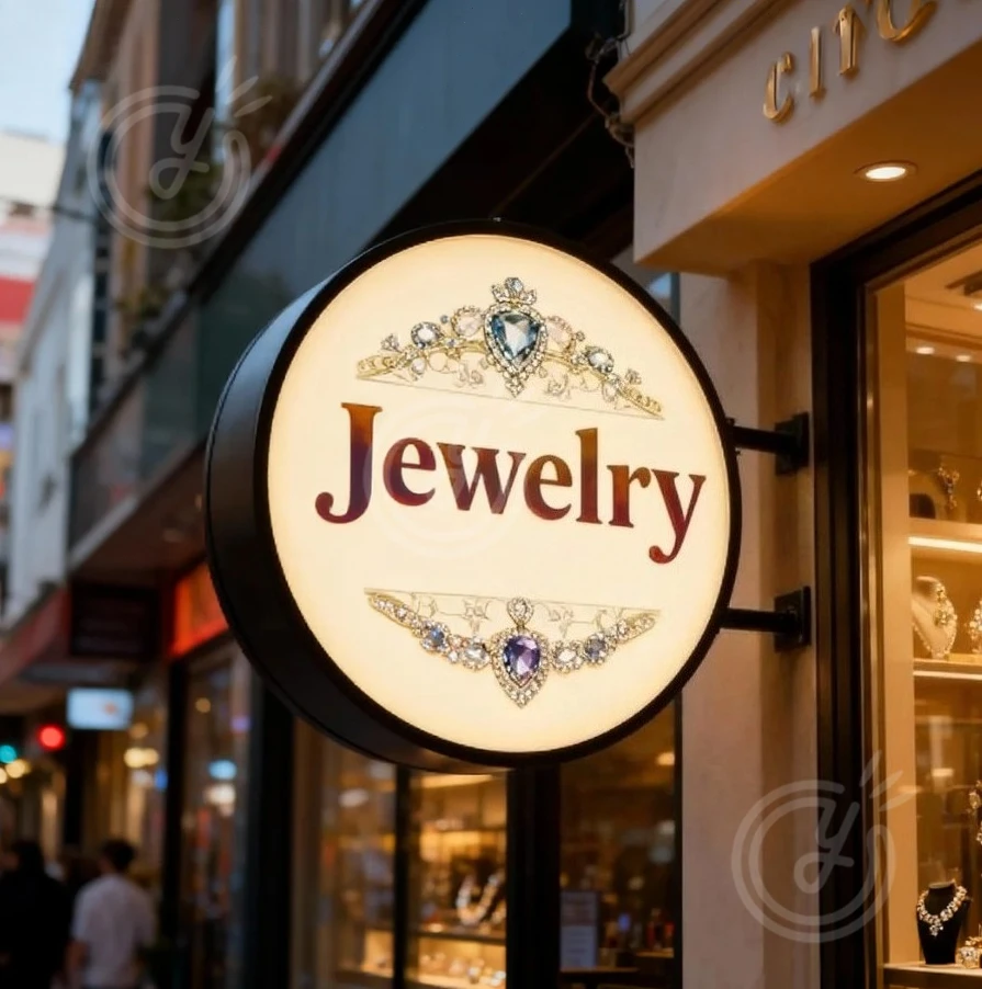 Custom Double Sided LED Sign Business Logo 3D Lightbox | Illuminated Sign-ceiling Outdoor Mounted Advertising Storefront Shop