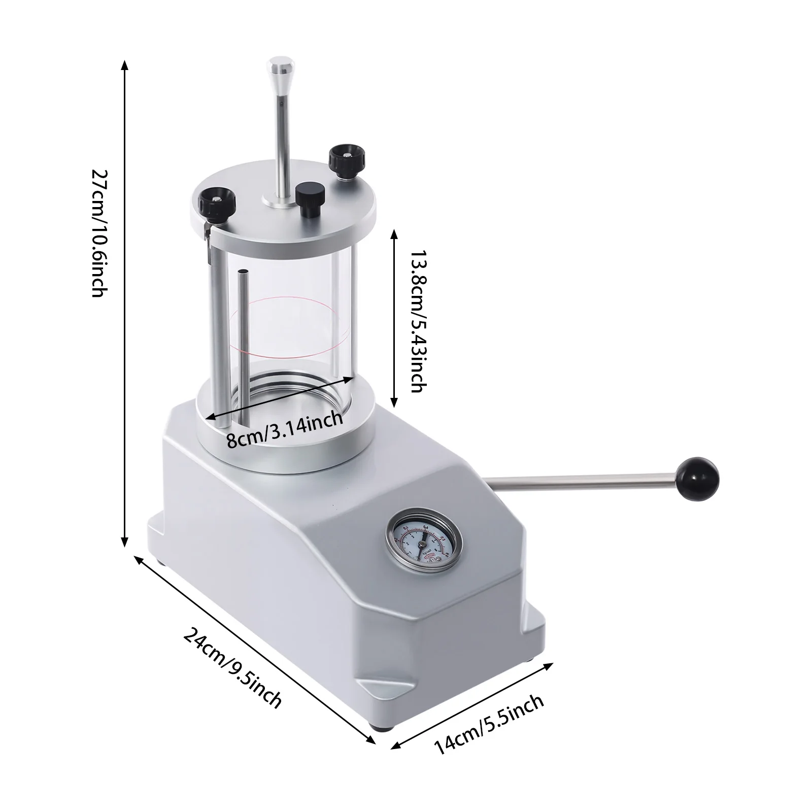 

Manual Watch Case Waterproof Pressure Tester, Watch Waterproof Test Tool, Watch Resistant Testing Machine 24*14*27cm