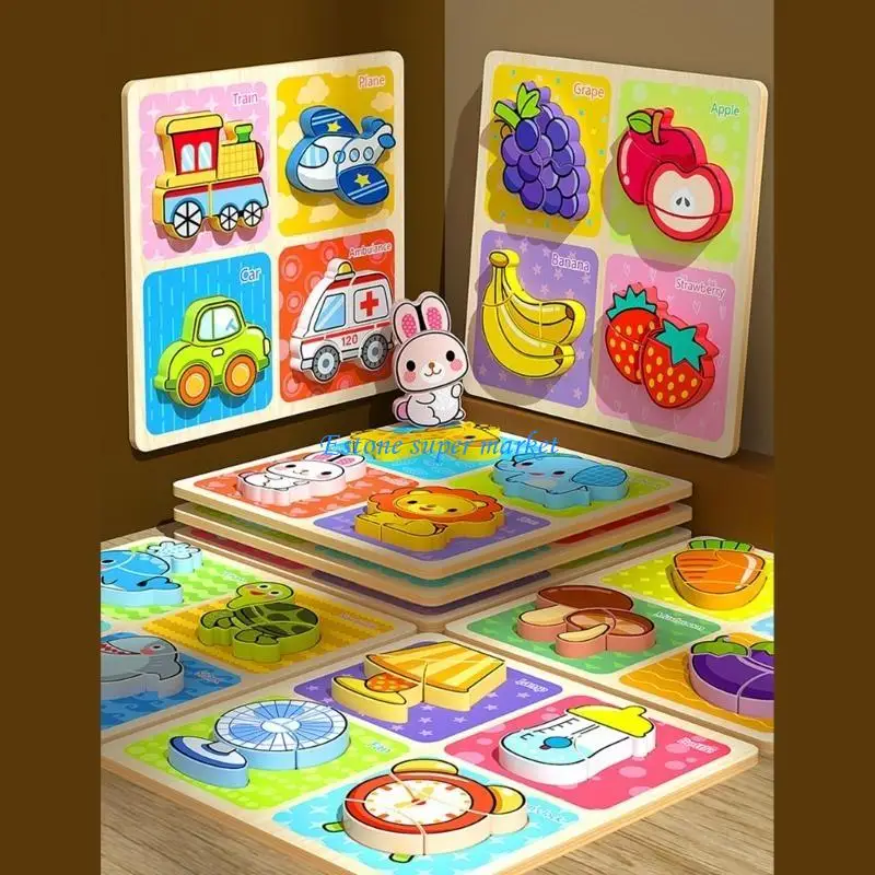 090B الكرتون بازل قطع لعبة متعددة موضوع بازل قطع بنة مرحلة ما قبل المدرسة التعليمية لعبة تدريب الدماغ للطفل الصغير #4