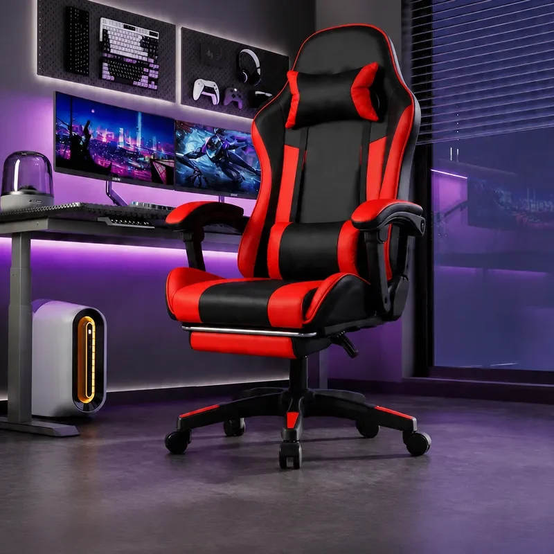 Ergonomic Gaming Chair with Lumbar Support Reclining Swivel Computer Desk Chair for Home Office Live Streaming Comfortable