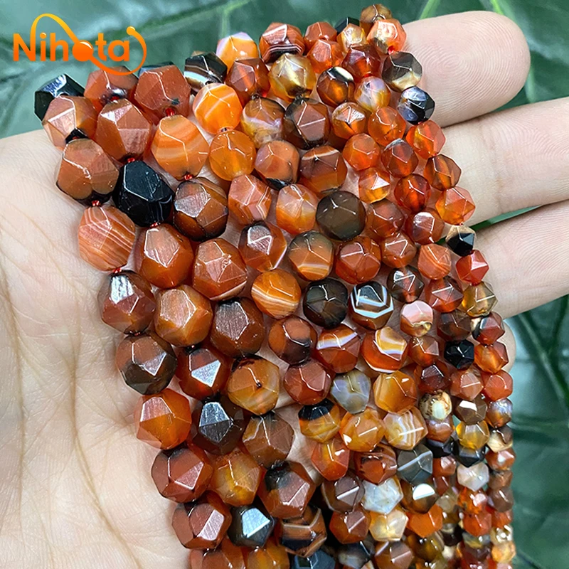 6/8/10mm Natural Agates Beads Faceted Dream Fantasy Agates Loose Beads DIY Women\'s Bracelet Necklace for Jewelry Making 15\