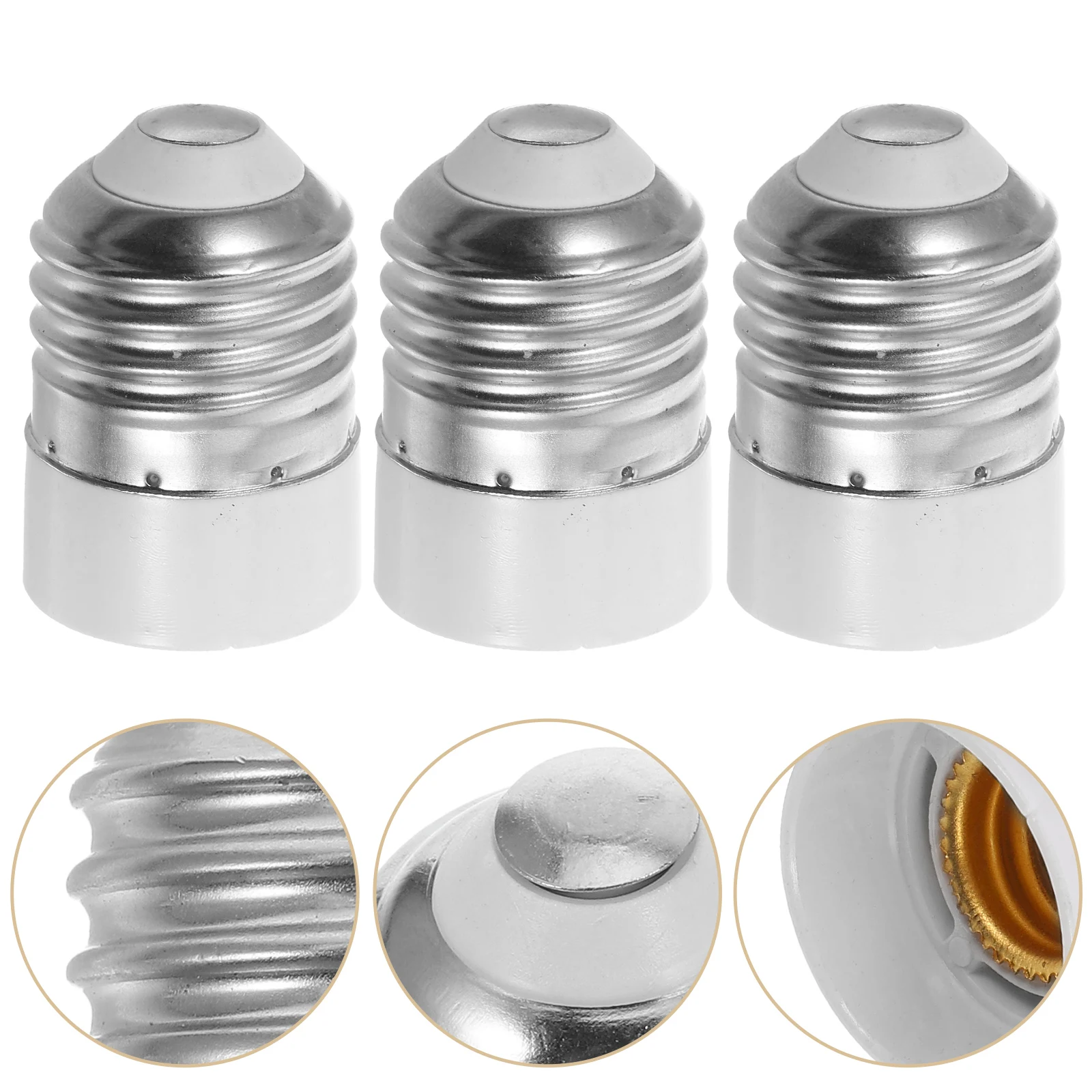 

3pcs E27 to E14 Lamp Head Pure Copper Adapter Light Bulb Socket Converter for Home Office High Temp Resistant Easy Install