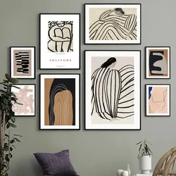 Scandinavian Abstract Wall Art Striped Lines Curves Girls Geometry HD Canvas Poster Prints Home Bedroom Living Room Decorating