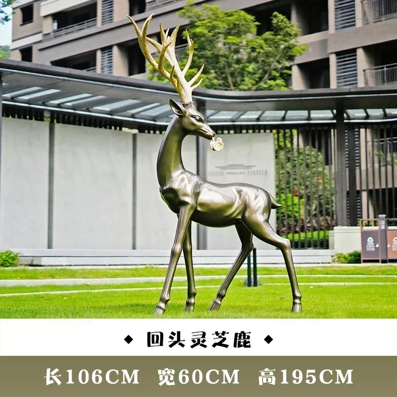 ExquisAbstract large fiberglass sculpture hotel clubhouse sika deer sales department interior modern decoration ornament