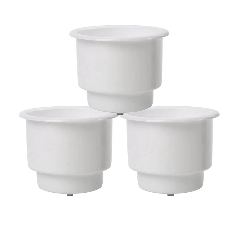 3Pcs Plastic Can Holder with Drain for Boat Car Marine Rv (White)