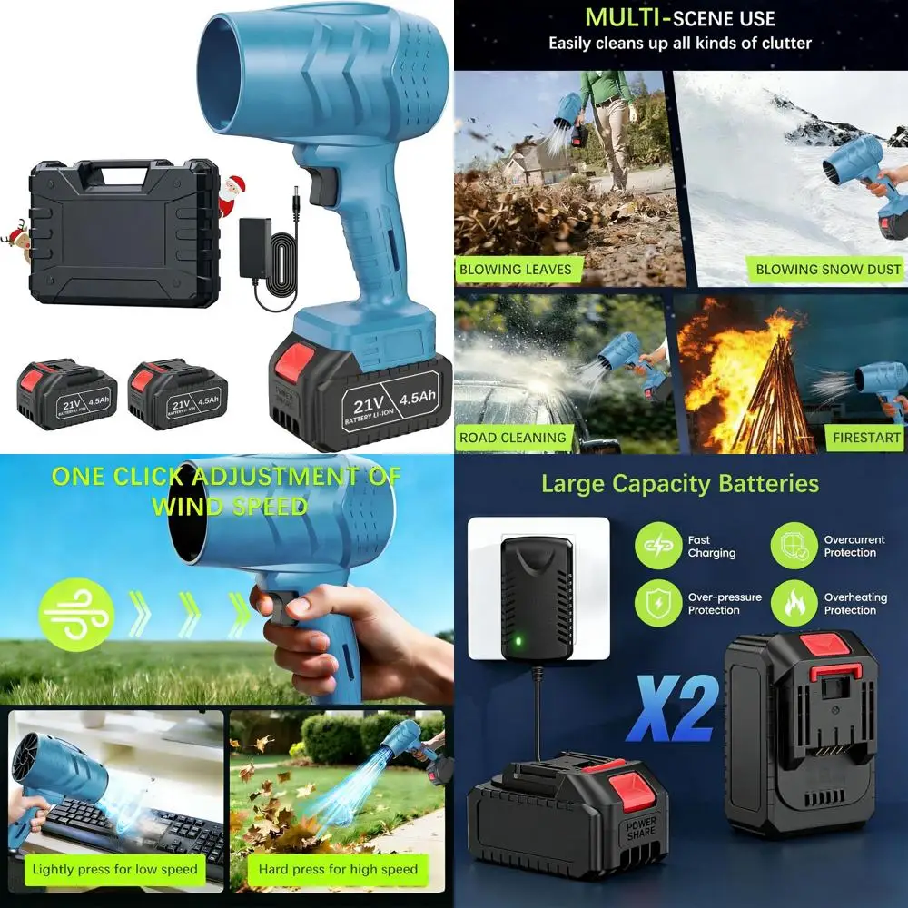 

21V Cordless Leaf Blower with Battery and Charger, 950000RPM High-Speed Electric Handheld Blower, Lightweight for Yards, Patios,