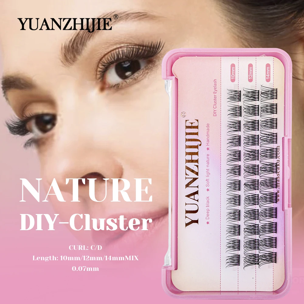 

Factory Wholesale YUANZHIJIE DIY Clusters Eyelash 10/12/14mm Mix Length Soft Natural Looks Segmented Lashes with Rich Styling