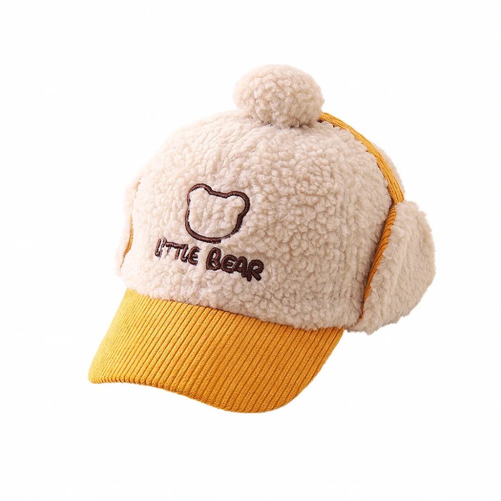

New Kids Bear Hat Autumn Winter Earmuffs Warm Hat Boys Corduroy Thickened Peaked Cap Baby Girls Fashionable Winter Baseball Cap