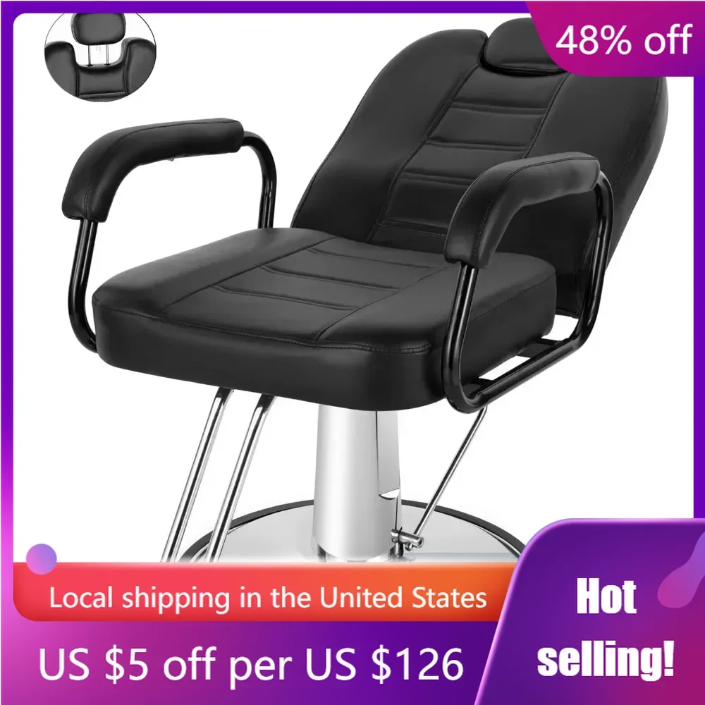 

Heavy Duty Hydraulic Reclining Salon Chair Spa Furniture Shampoo Reclining Extra Wider Seat Beauty Hair Salon Equipment(Black)