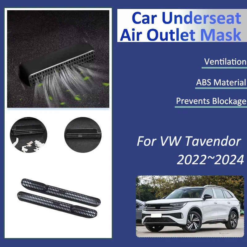 For Volkswagen VW Tavendor 2022 2023 2024 Air Outlet Grille Under Rear Seat Vent Protective Cover Anti-Clogging Car Accessories