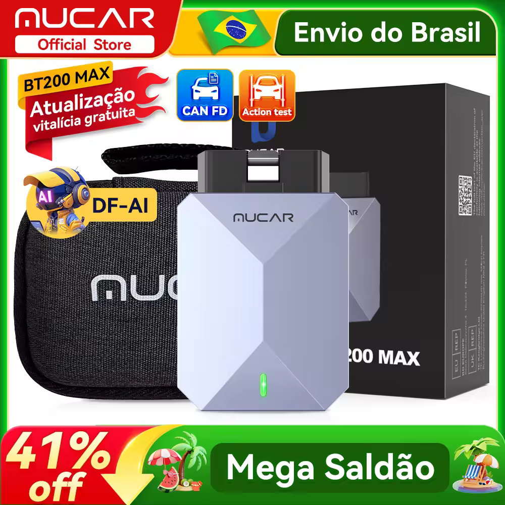 Atualização gratuita vitalícia MUCAR BT200 Max OBD2 Scanner CAN FD Controle bidirecional Todo o sistema Ferramenta de diagnóstico 15 Redefinir para todos os carros