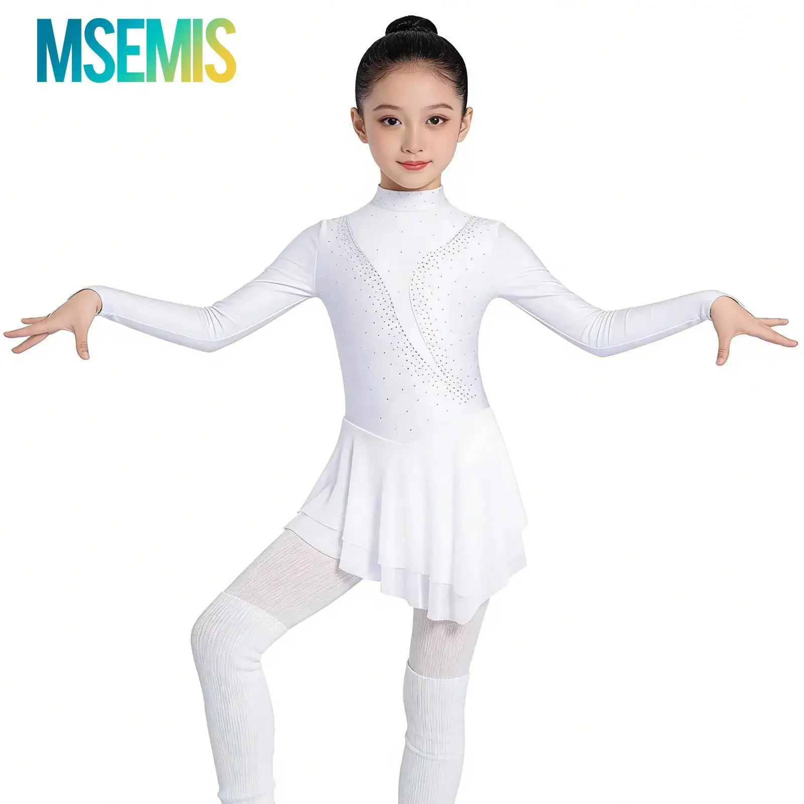 

Детское гимнастическое платье для девочек с блестками и стразами, для фигурного катания, балета, танцев, с прозрачными сетчатыми вставками, для лирических выступлений