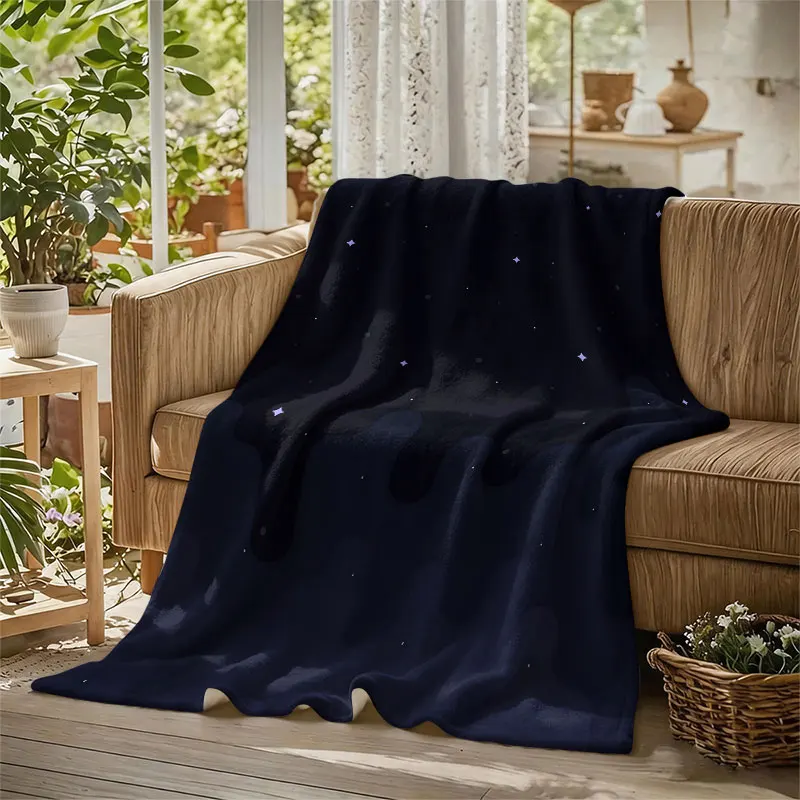 Night Star Drips Flannel Blanket Warm Soft Halloween Christmas Decorative Couch Warm Cozy All-Season Gift