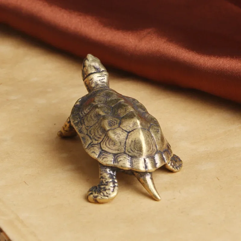 Brass Retro Longevity Turtle Desktop Miniatures Figurines Home Living Room Feng Shui Decor Bless Live A Long Life Festival Gift