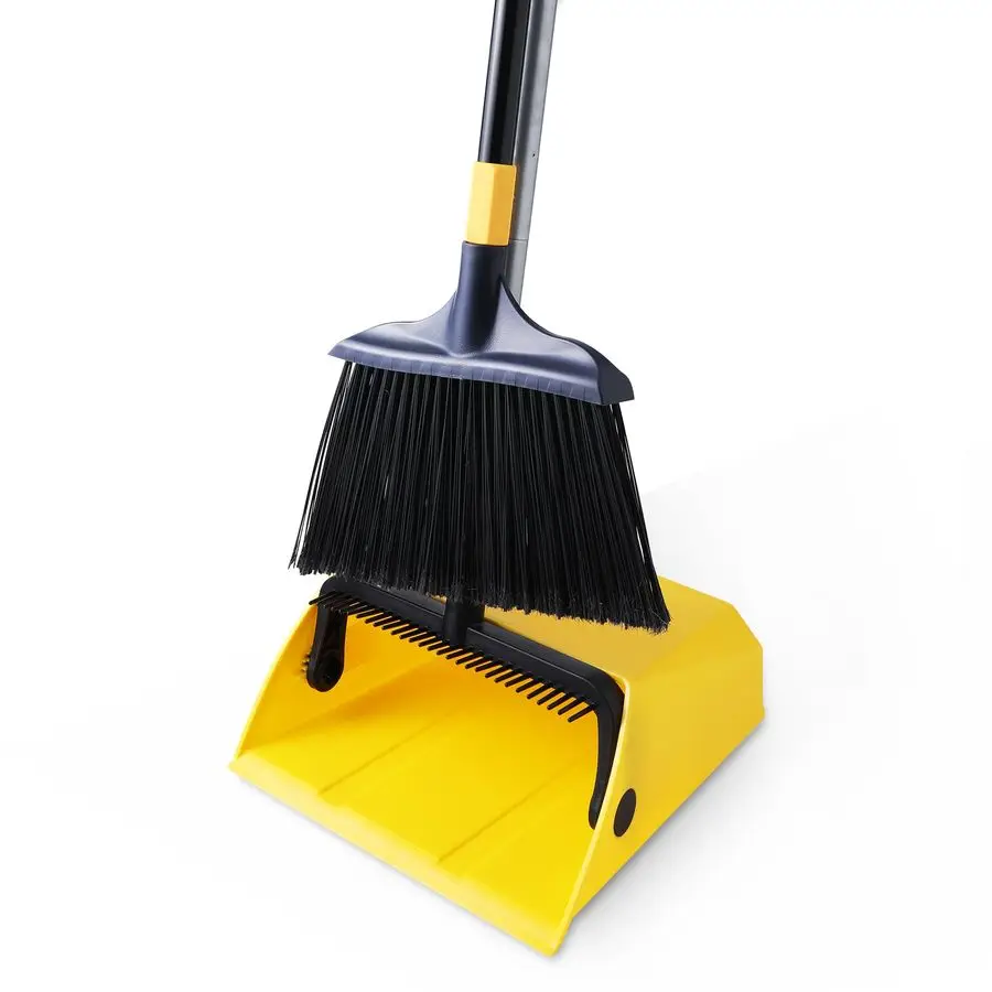 

Commercial Heavy Duty Broom and Dustpan with Comb Set Indoor Outdoor for Courtyard Garage Lobby Mall Market Floor Home Kitchen R