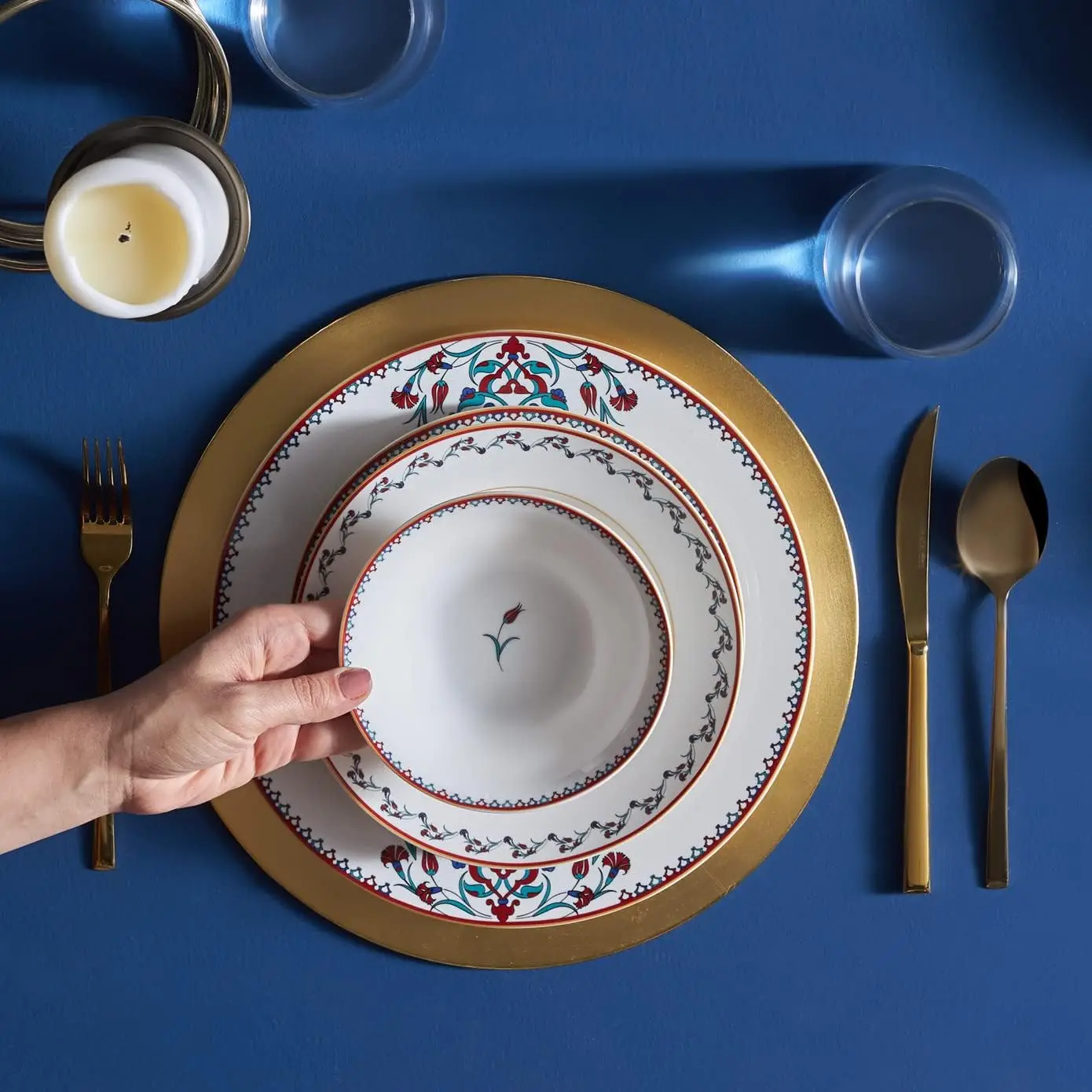 Conjunto de jantar de porcelana Nakkas de 24 peças para 6 pessoas, design exclusivo, louças e pratos, ocasiões diárias e especiais, chique e ele