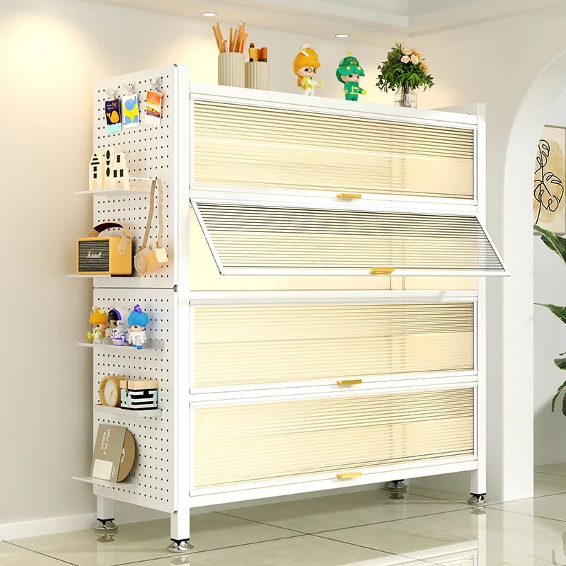 

Household steel flap door bookcase dust-proof flap shoe cabinet kitchen bedroom living room children's bookshelf floor storage