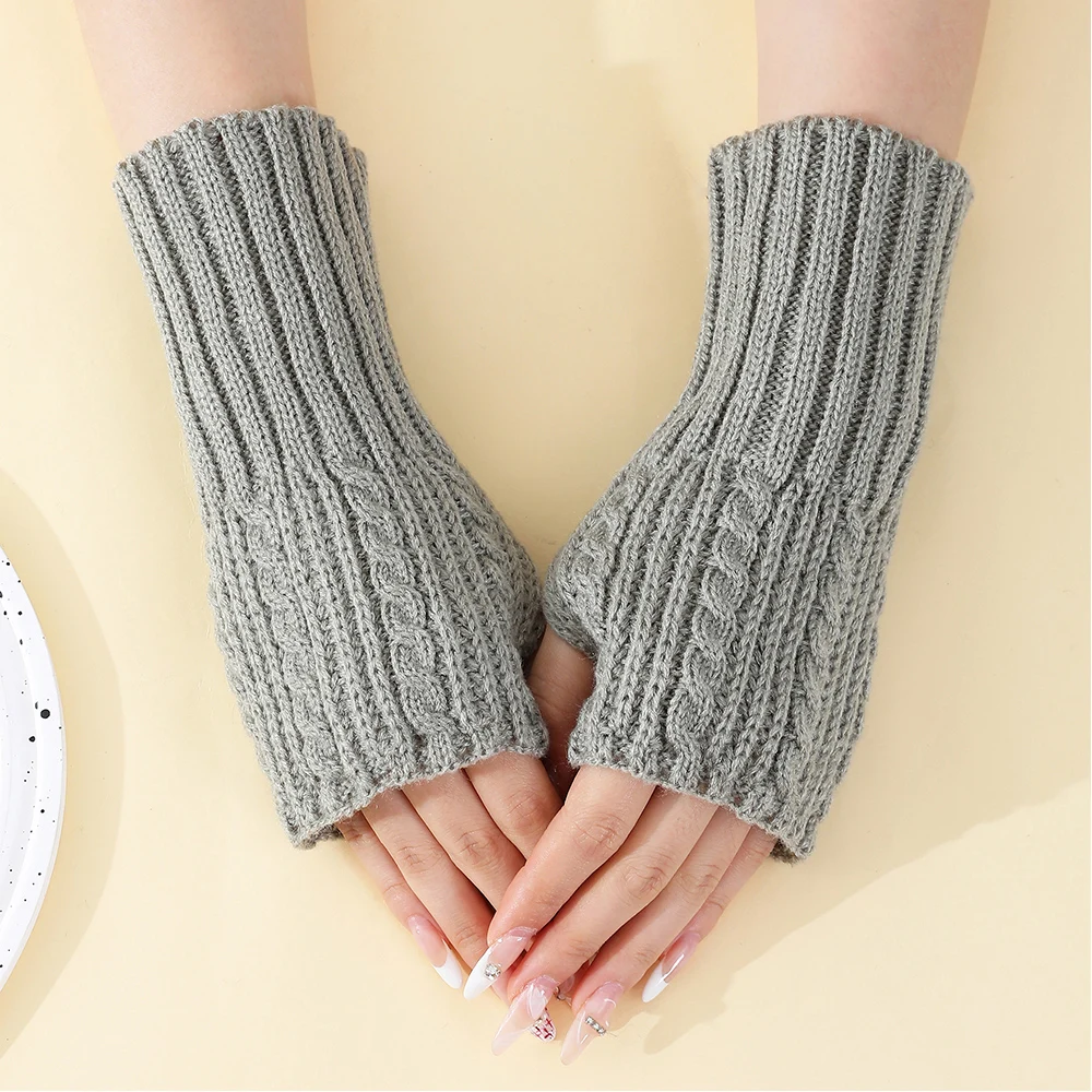 Short Fingerless Gloves Women's Mitten Winter Warmer Knitted Arm Sleeve Fine Casual Soft Girl's Goth Clothes Punk Gothic Gloves