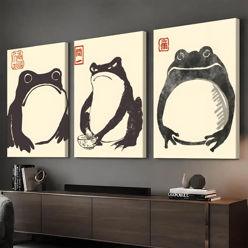 Character F-Frog Framed Wall Painting Vintage Framed Wall Art Poster Canvas Elegant Home Decor Painting
