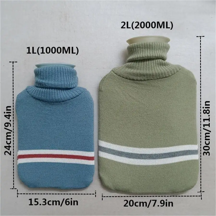 1L /2lHot Water Bottles Belly Water Injection Hot Water Bag PVC Large Capacity Portable Leak-proof Flannelette Warm Hand Bag