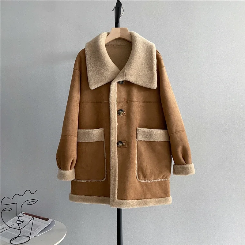 Tajiyane 2023 Winter Casual Sheep Shearing Jacket Women 100% Wool Coat Fur Coats Double-sided Wear Women Jackets Manteaux Femme