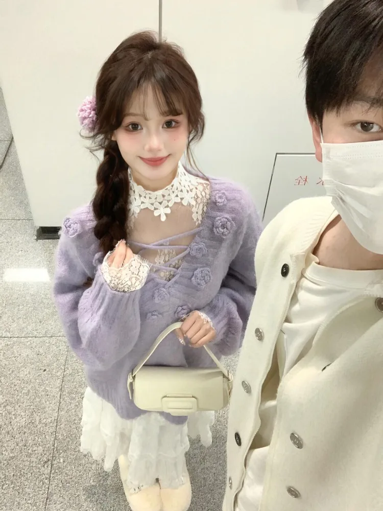 하라주쿠 루즈 풀오버 스위트 니트웨어 우아한 빈티지 Y2k 서브컬쳐 스웨터 그런지 미학 니트 코트 패션 의류