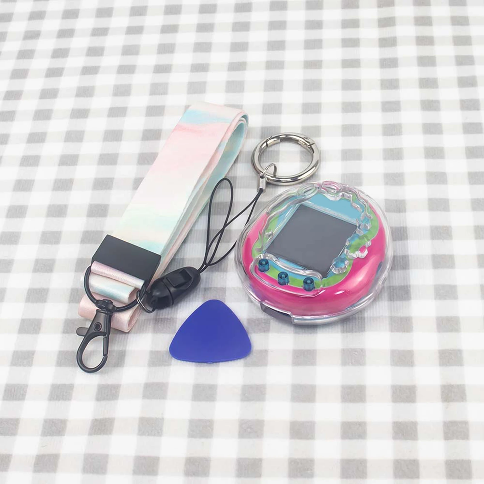 Clear Case with Keychain Fit for Tamagotchi Uni Transparent Protective Case PC Hard Shell Anti-Scratch Dustproof