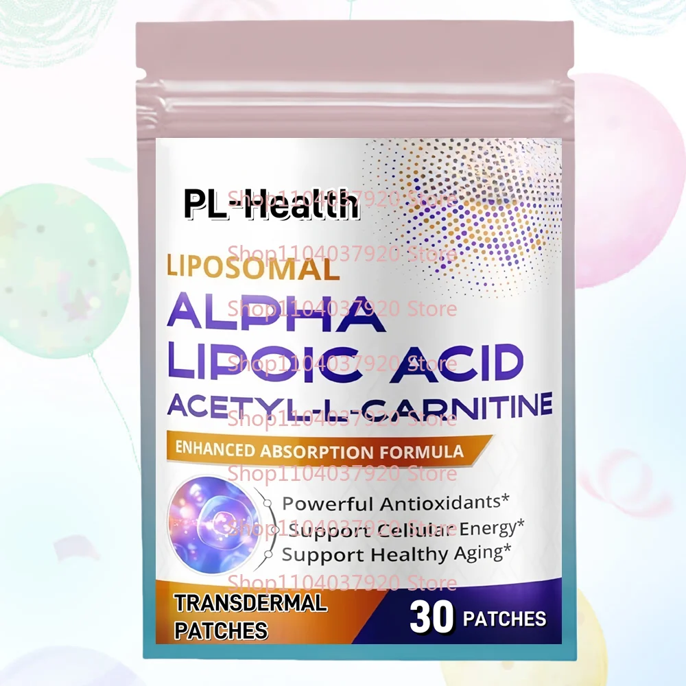 30 Adesivos Transdérmicos de Ácido Alfa-Lipoico com Acetil-L-Carnitina - Apoiam a Limpeza da Bexiga e a Saúde do Trato Urinário