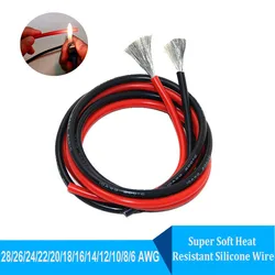 Super Soft Silicone Cable Red Black 28/26/24/22/20/18/16/14/12/10/8/6 AWG High Temperature Resistant Tinned Copper Cable Wire