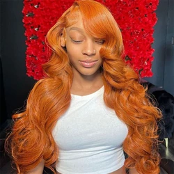 Orange Ginger Color Front Wigs Human Hair Body Wave 13x6 13x4 Hd Lace Frontal Wig Loose Wave Brazilian Transparent Lace Wig