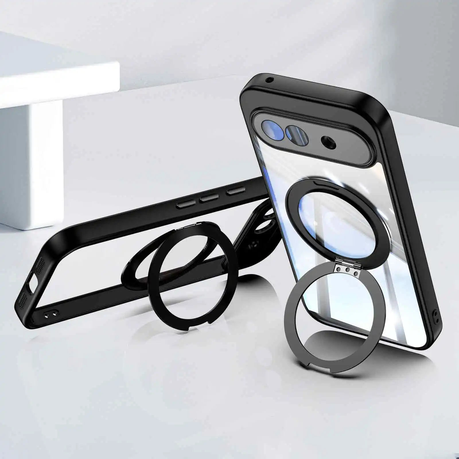 Für Magsafe Hülle für Google Pixel 10a Luxus Ringhalterung Galvanisierung Transparent Weiche Silikon Schutzhülle Funda