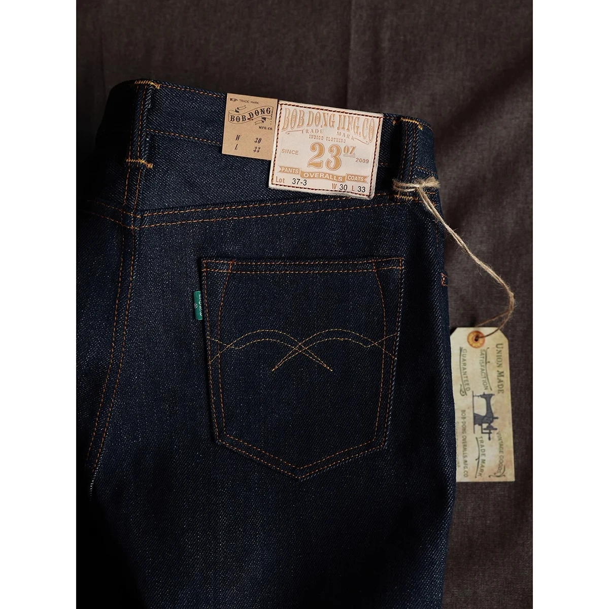 BOB DONG Lot 37-3 Heavyweight 23oz Selevdge Denim Jeans Slim Straight Fit Indigo