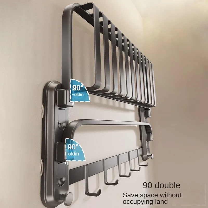 No Punching Wall Mounting Bathroom Bath Towel Holder Hanging Rod Shoe Rack Toilet Brush Holder Tissue Box Storage Set - view 5