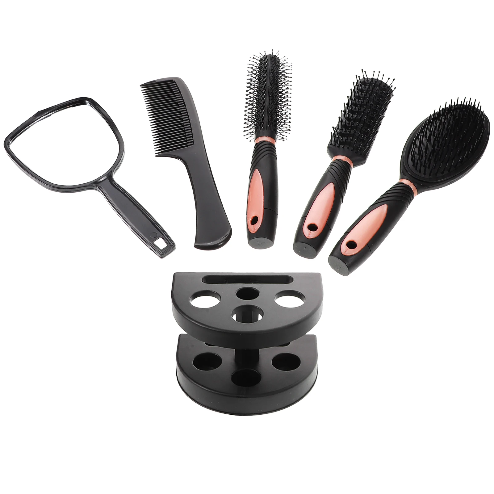 

5pcs Hair Comb Mirror Set Pink Compact Lightweight Anti-Static Detangling Brush For Curls Styling Tools Salon Home Outdoor Use