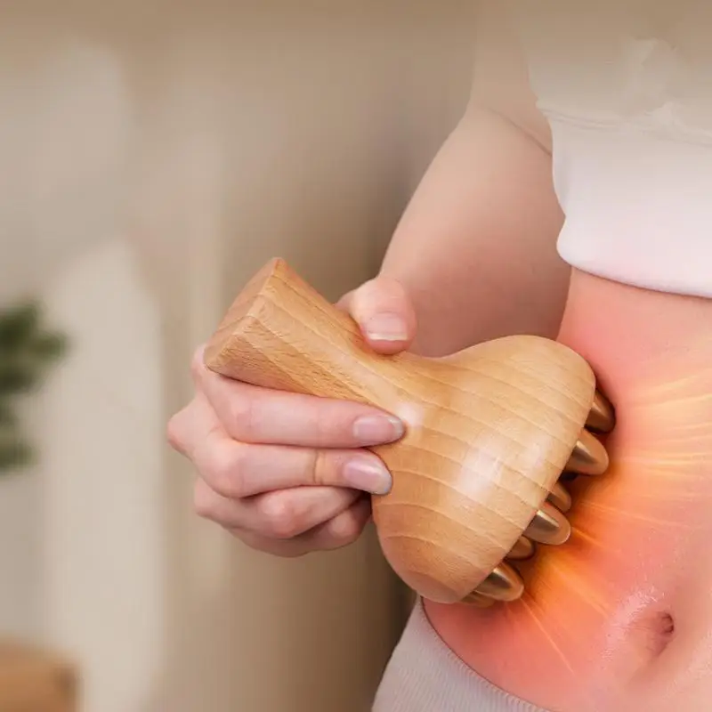 Multiuso Durevole SPA Gua Sha Strumento Testa in Ottone Massaggio Gua Sha Pettine Manico Lungo in Legno Robusto Spazzola Massaggiatore Punto Meridiano