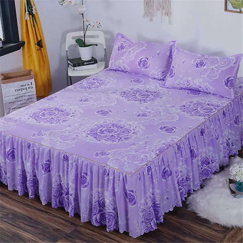 Bed Skirt Set Thicken Quilted Bedspread King Queen Size Princess Lace Bed Skirt Pure Cotton Bed Cover with Pillowcase