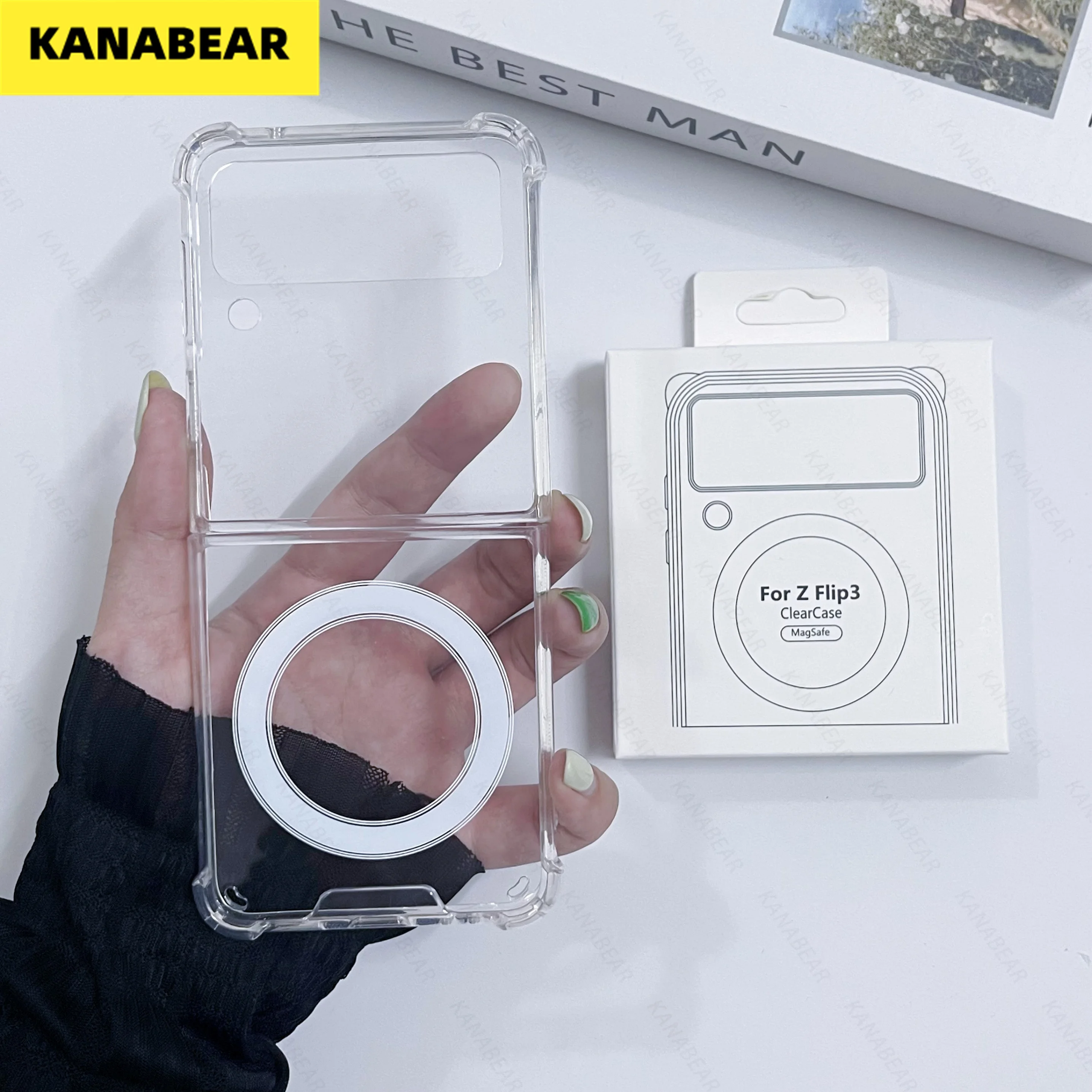 

A four-corner anti-drop protective case for the Samsung Zflip6 Magsafe magnetic transparent folding Zflip5 phone case