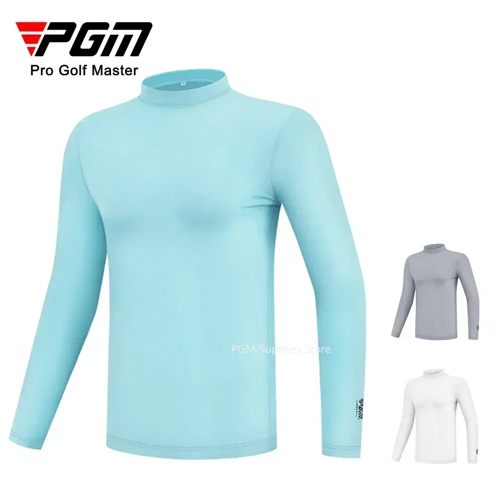 PGM Mens Sun Protection Golf Shirt Underwear Long Sleeve Golf Shirt Cooling Ice Silk T-shirts Anti-UV Soft Golf Apparel For Men