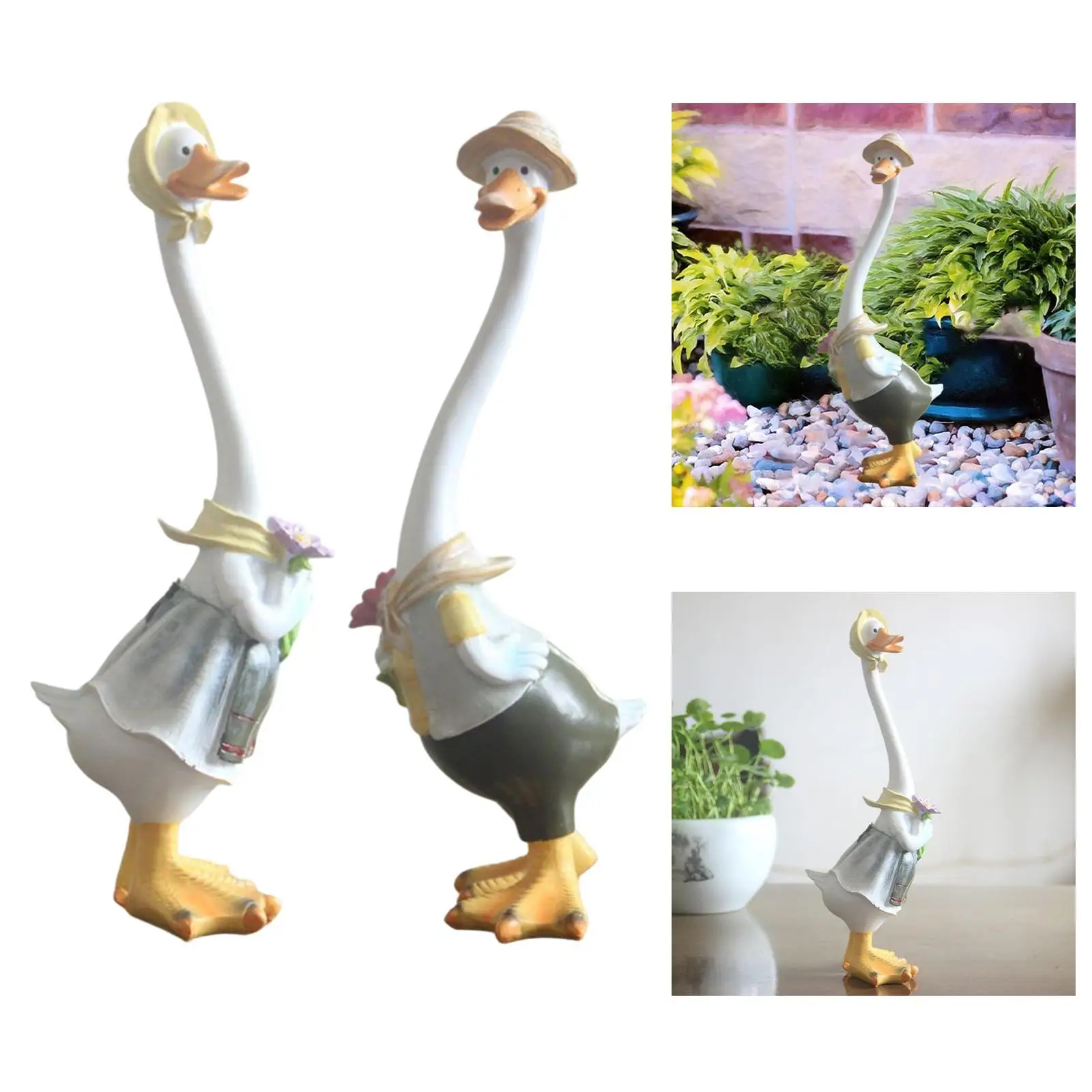 

Статуя садовой утки, коллекционная фигурка животного из смолы для патио, пейзажное украшение, уличные садовые аксессуары