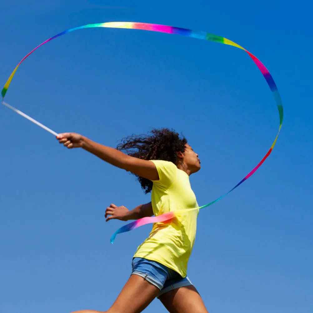 

4 Pcs Streamer Silk Cloth Rhythmic Twirling Rods Fitness Dancing Portable Ribbon Dancing Wand Ribbon Portable Storage