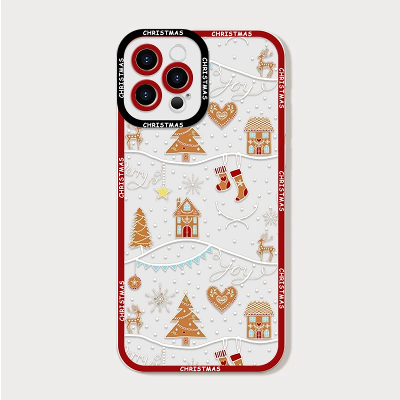 Simpatico pupazzo di neve di Natale GingerbreadMan Custodia trasparente per telefono per Realme 12 10 11 9 Pro Plus 8i 9 7i PRO C75 C64 C31 C53 C35 Cover morbida