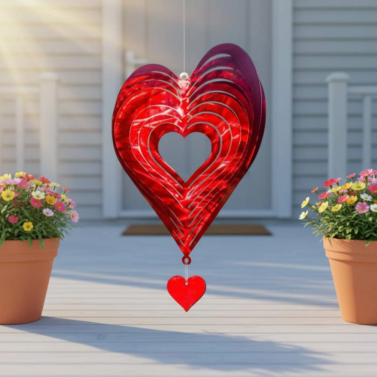 Decoración giratoria con corazón 3D metálica para gatos y perros - imagen 2