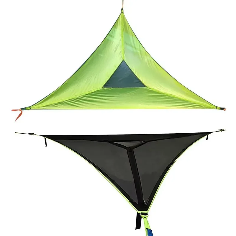 Portable Multi-Person Triangular Bamboo Hammock with Mesh 150kg Capacity-Garden Furniture & Outdoor Camping Tent-Hammock