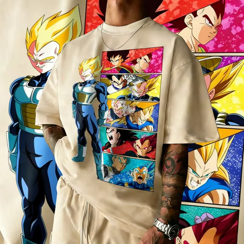 

Новая летняя футболка 2026 года с принтом Vegeta из Dragon Ball к 40-летию, унисекс, в стиле Y2K, повседневная уличная одежда, большие размеры
