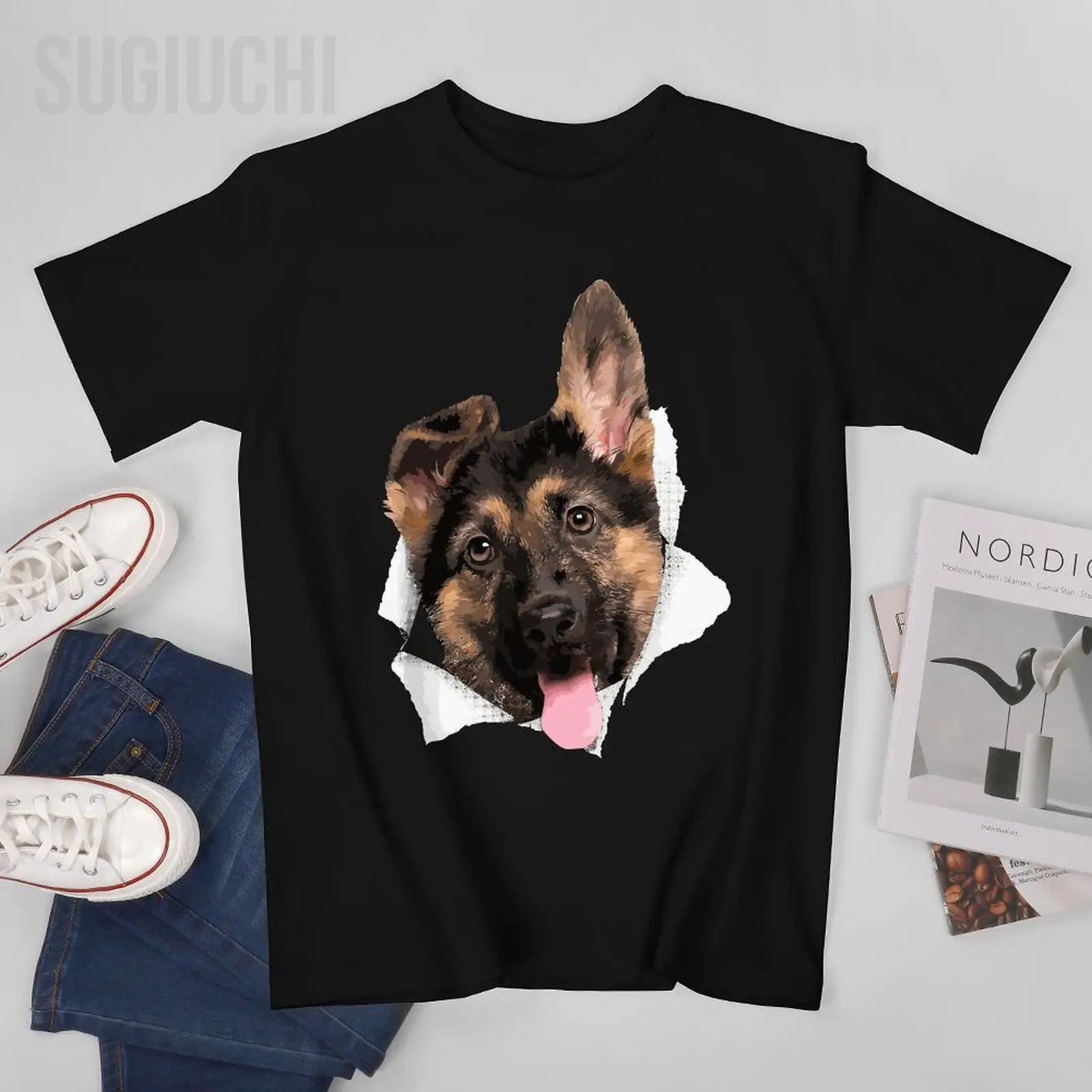 Men Funny German Shepherd Lovers Design Pet Dog Tshirt Tees O-neck T Shirts Women Boys 100% Cotton Short T-Shirt Unisex