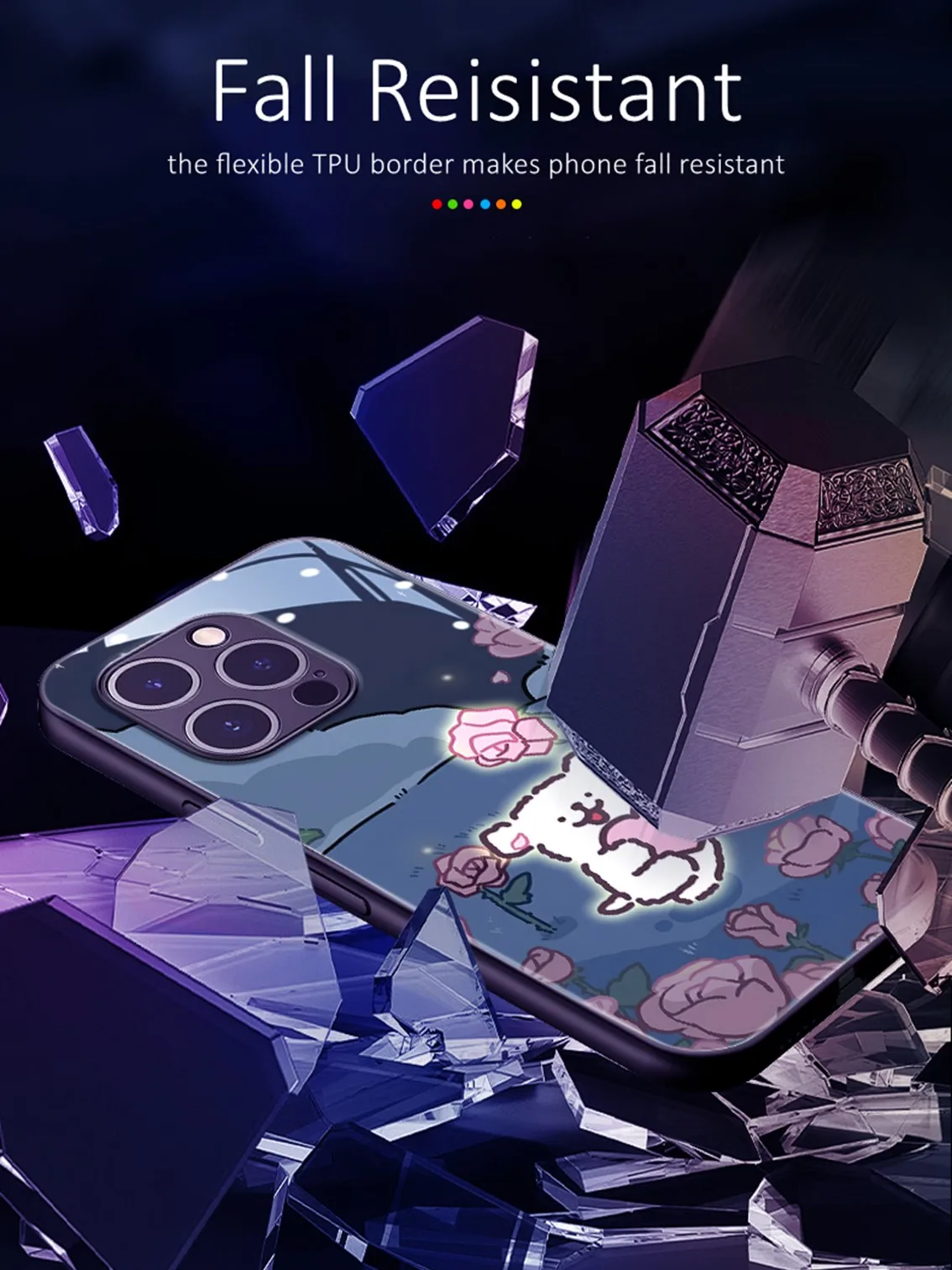 Couple Puppy Party Colorful LED Light Glowing Luminous Phone Case for iPhone 11 12 13 14 15 X Xs Xr Mini Pro Max Plus Cover